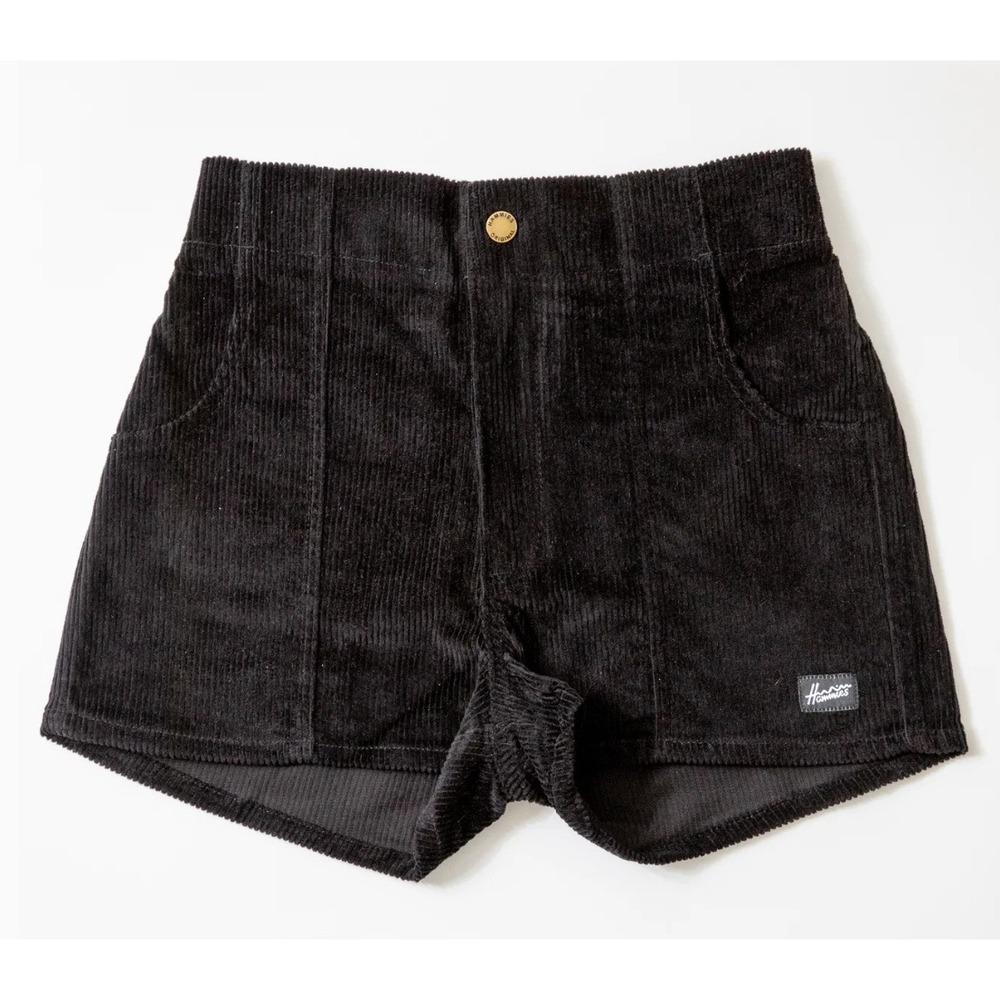 Hammies Corduroy Shorts Women 34 Black High Waist Retro‎ 70s Style